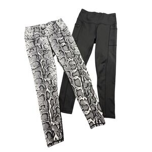 2 Pack Womens Yoga Leggings Size M High Waisted Stretch Gym Pants
